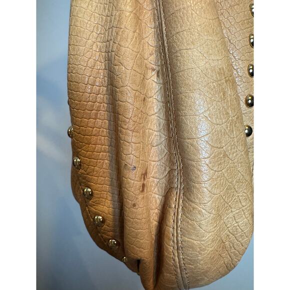 Y2K Michael Kors Astor Middleton Chain Hobo Bag Tan Leather Studded Shoulder Bag - Picture 10 of 12